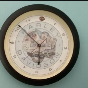 Harley-Davidson Black, Gold and White Logo Wall Clock
